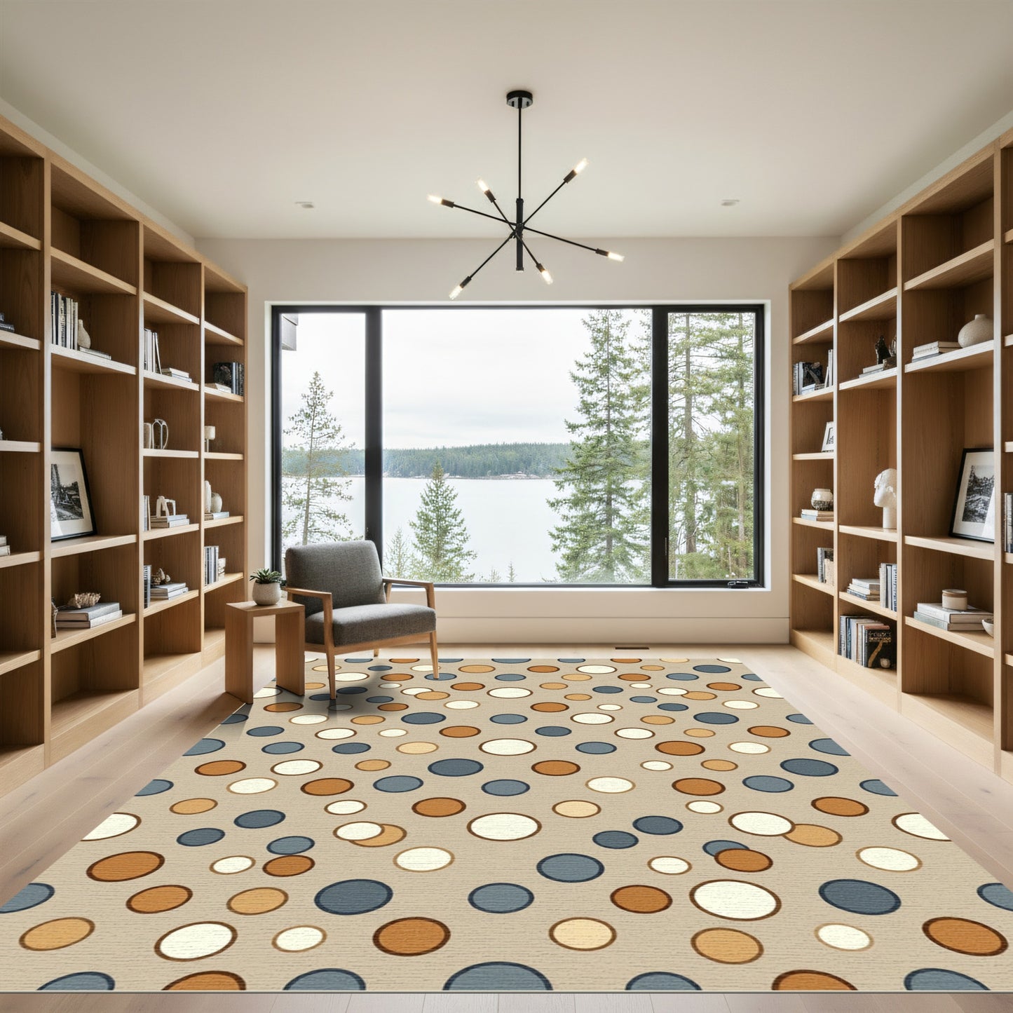 Neutral Earthy Tone Polka Dot Rug