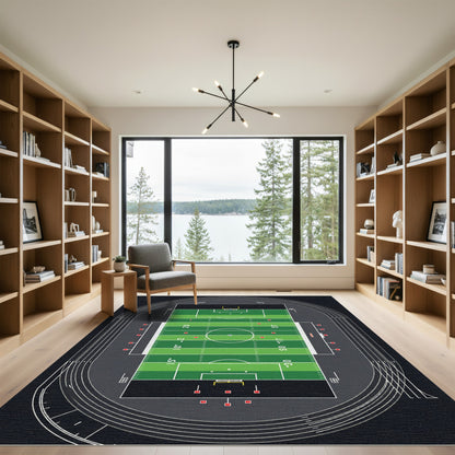 Vibrant Green Stadium Athletic Field Rug