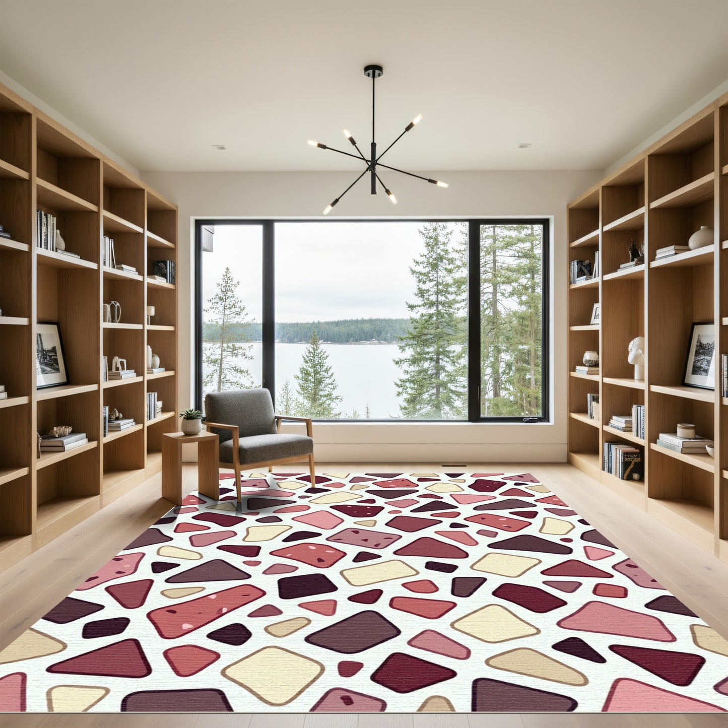 Pink Red Ceramic Abstract Pebble Rug