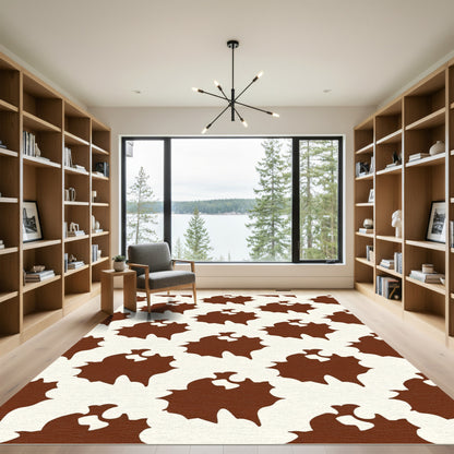 Brown Cream Leafy Blotches Rug