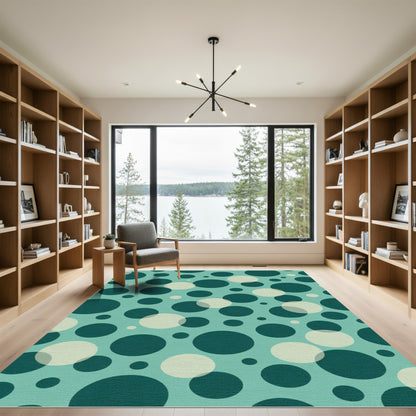 Teal Serene Circles Composition Rug