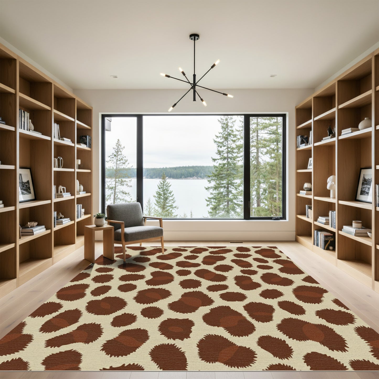 Brown Tan Spotted Animal Print Rug