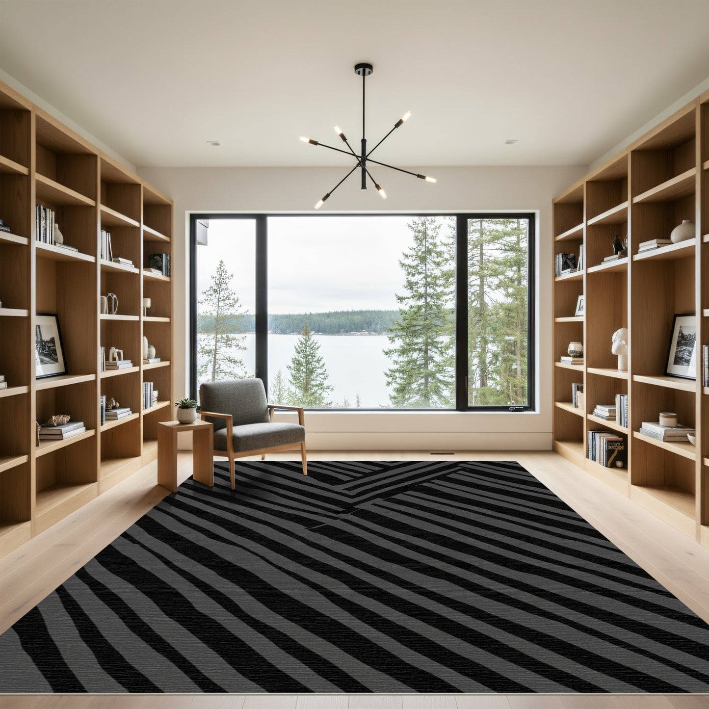 Dark Gray Woven Stripe Arrangement Rug