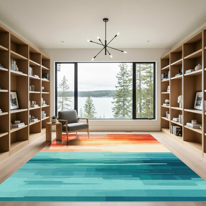 Sunset Ocean Horizon Lines Rug