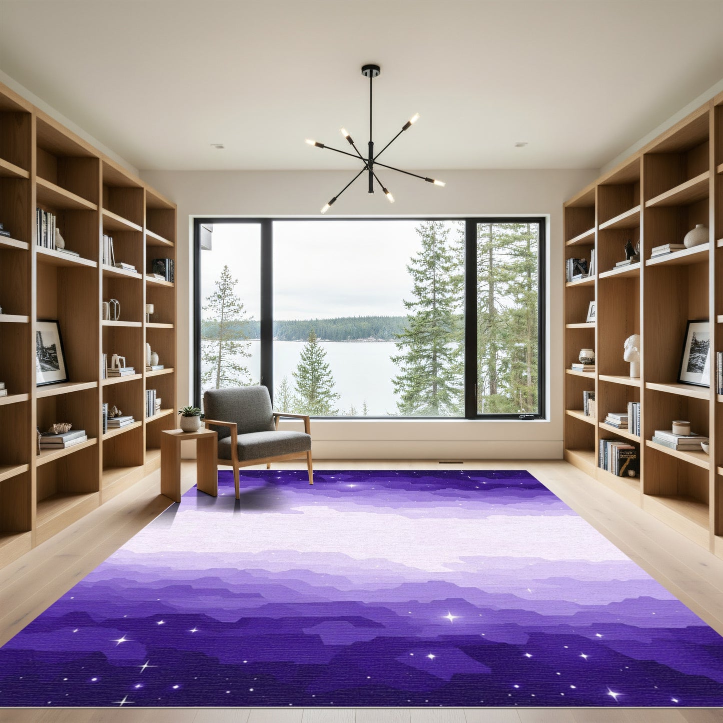 Vibrant Purple Starry Sky Cloud Rug