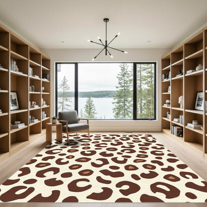 Cream Brown Animal Spots Rug