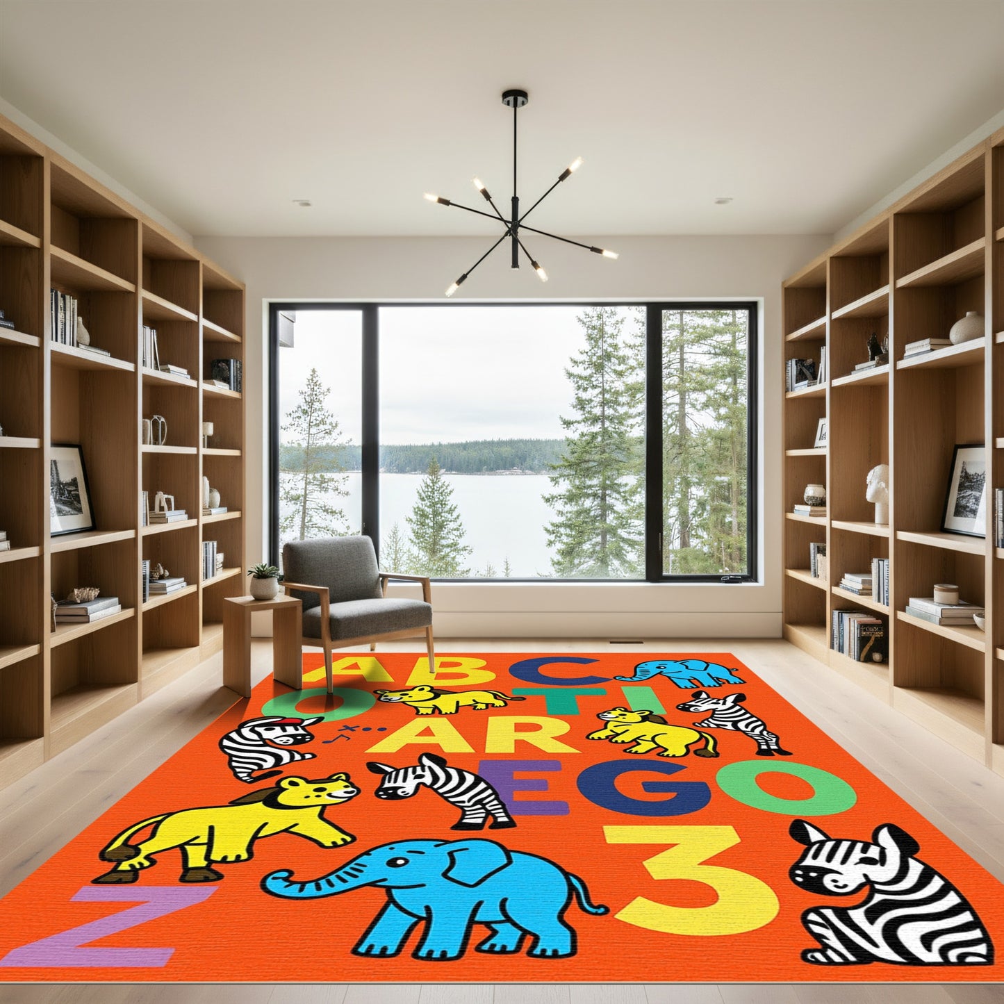Whimsical Animals Alphabet Kids Rug