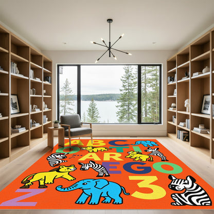 Whimsical Animals Alphabet Kids Rug