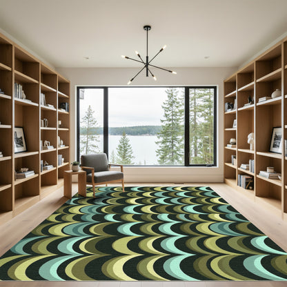 Onyx Abstract Crescent Row Arrangement Rug