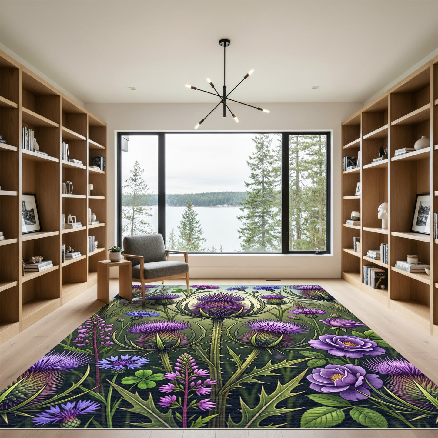 Enchanted Purple Thistle Floral Meadow Rug