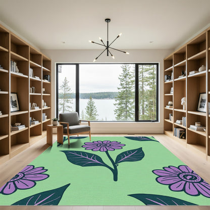 Lavender Daisy Garden Meadow Rug