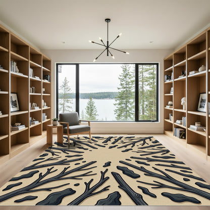 Charcoal Branch Radial Earthy Rug