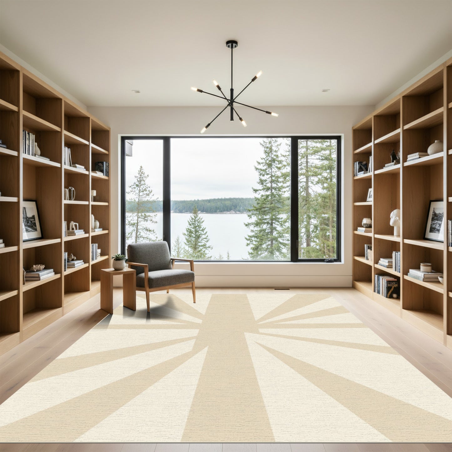Neutral Sunburst Union Jack Rug
