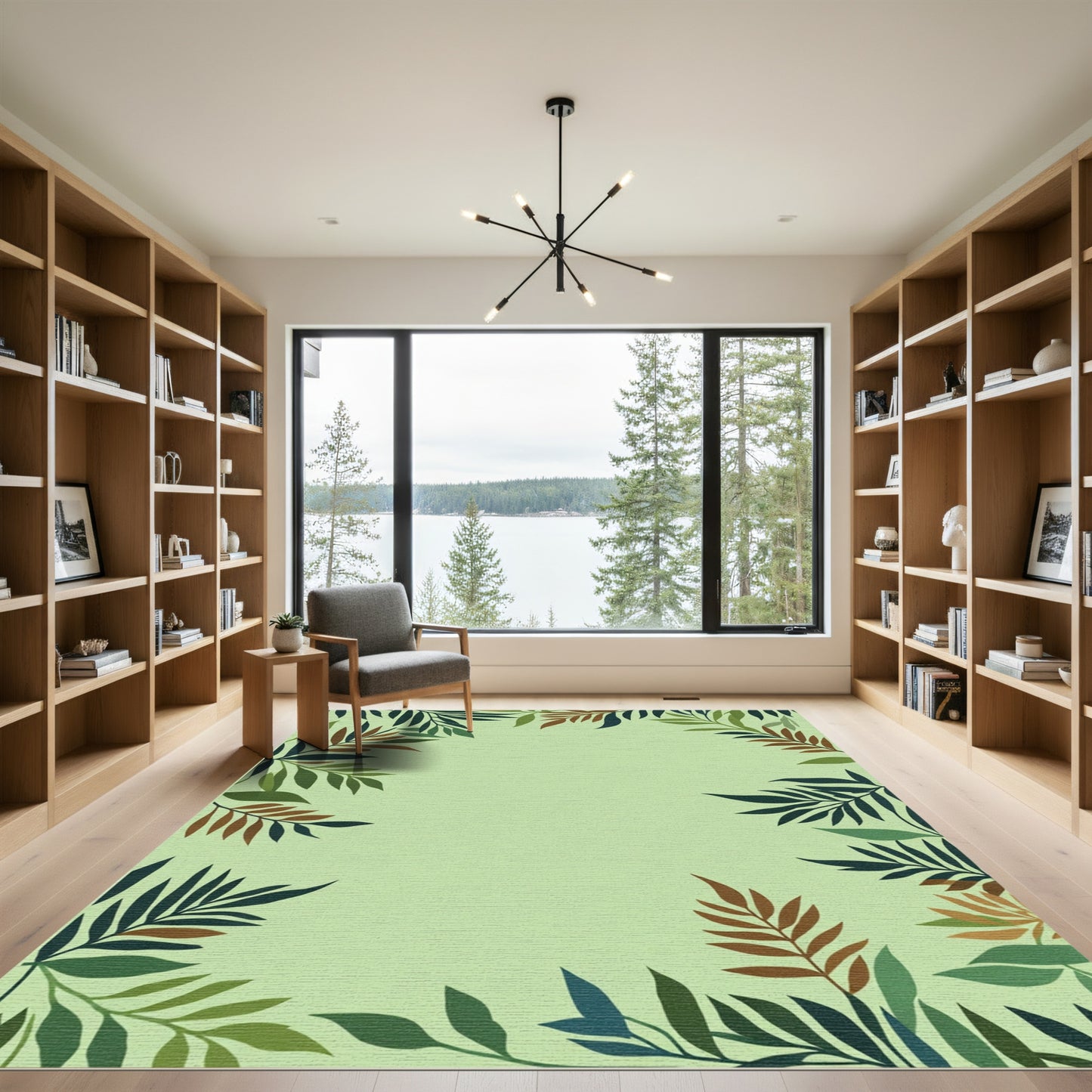 Earthy Tone Botanical Border Rug