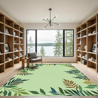 Earthy Tone Botanical Border Rug