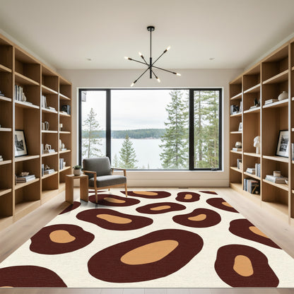 Brown Tan Spots Animal Print Rug