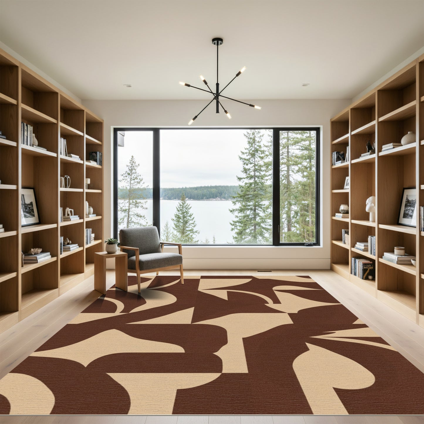 Deep Ochre Abstract Organic Shapes Rug