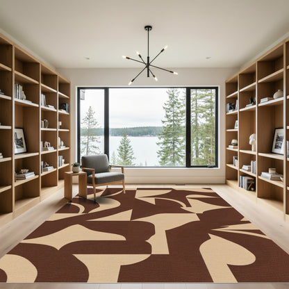 Deep Ochre Abstract Organic Shapes Rug