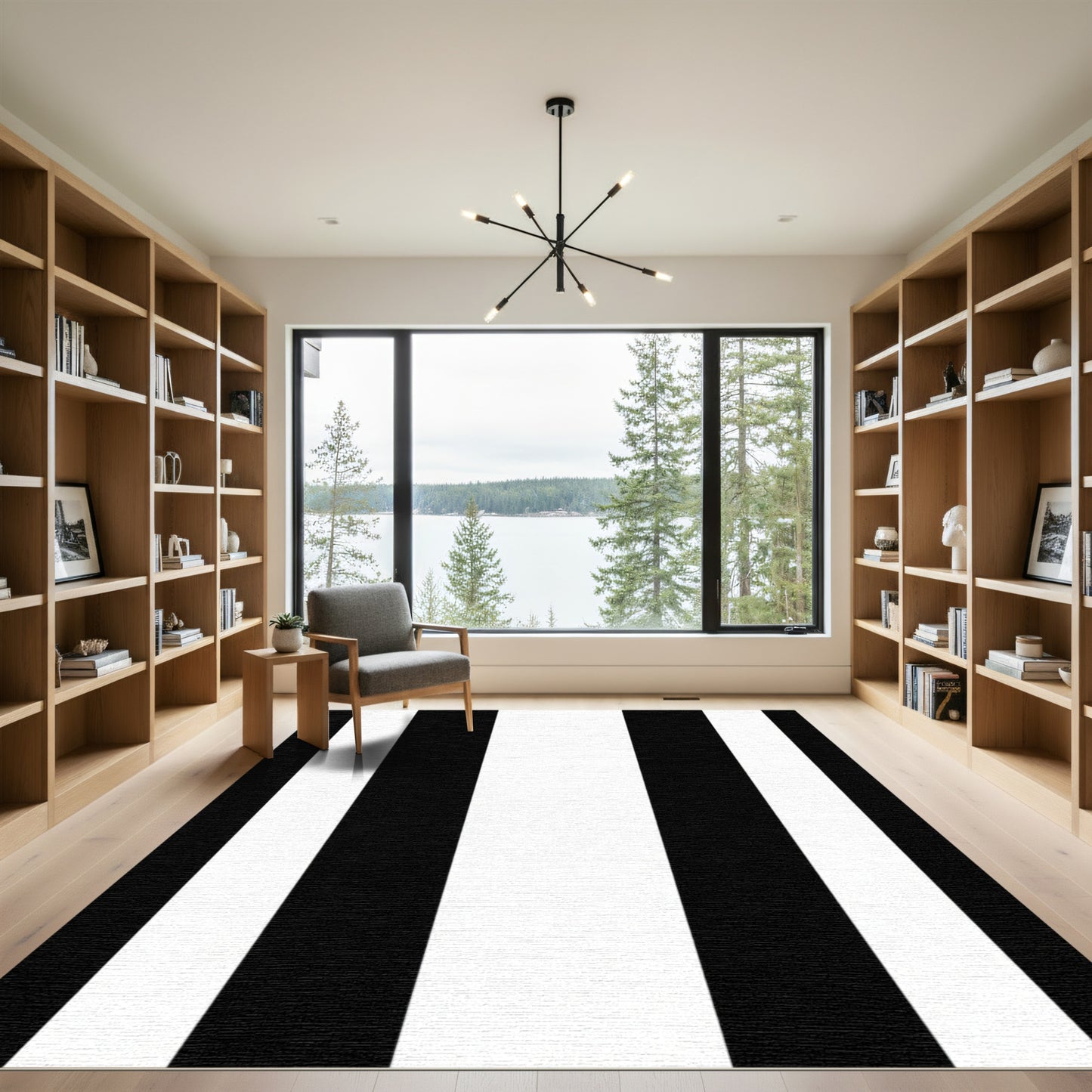 High Contrast Parallel Lines Collection Rug