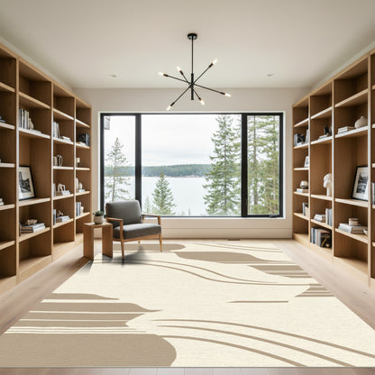 Beige Abstract Wave Swirl Rug