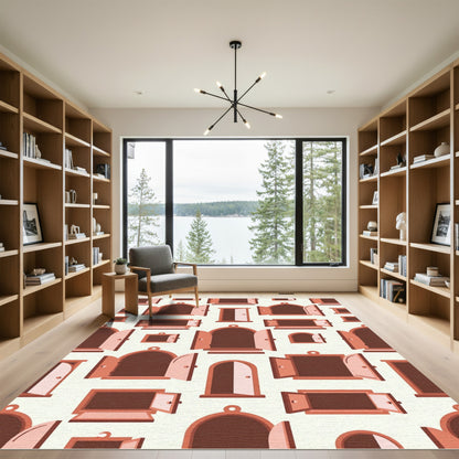 Terracotta Arched Window Repeating Tile Rug