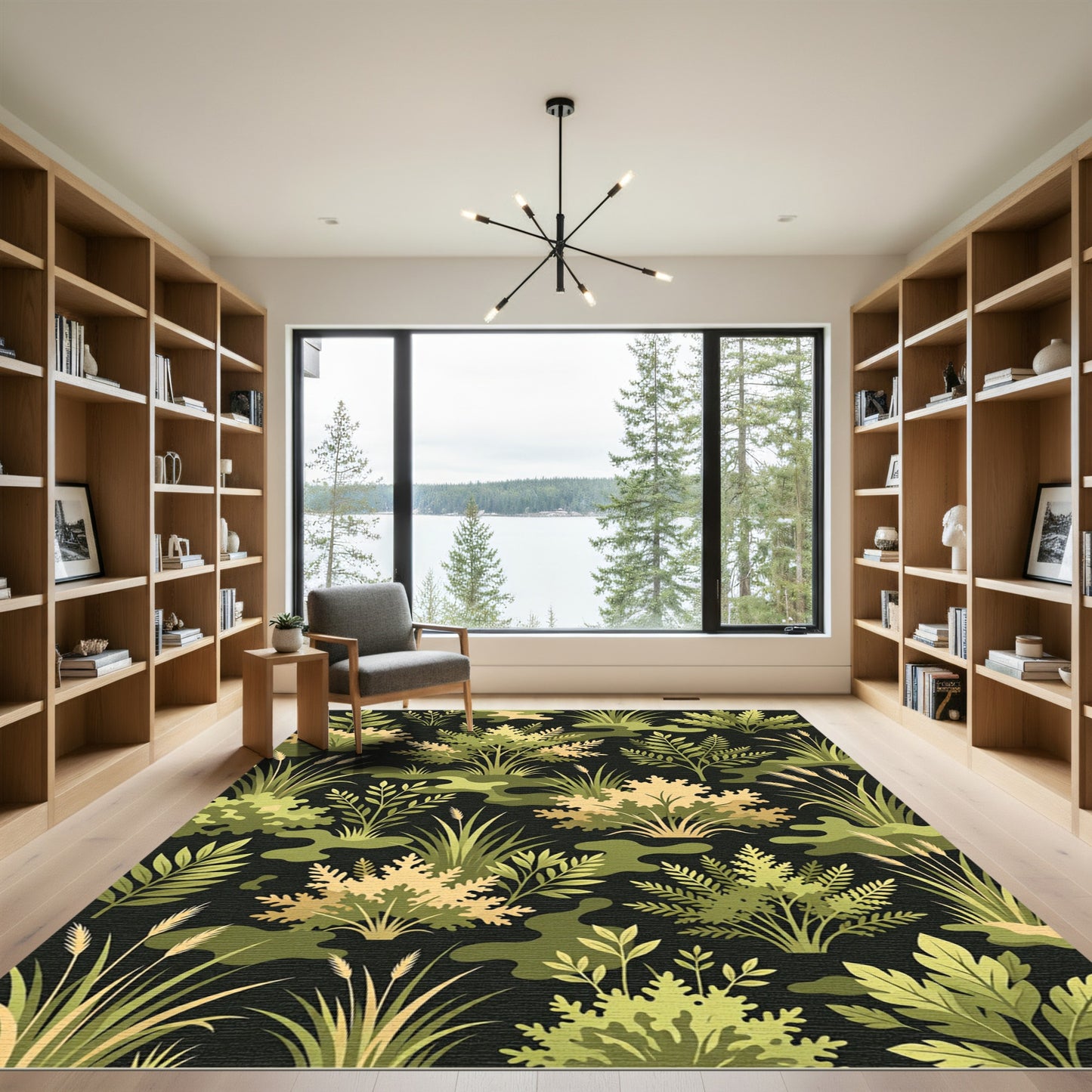 Botanical Sage Forest Ferns Rug