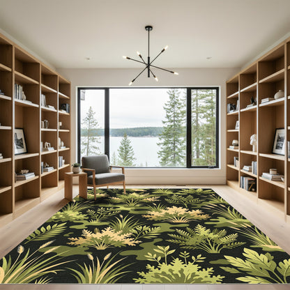 Botanical Sage Forest Ferns Rug