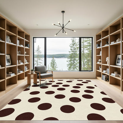 Cream Brown Polka Dot Circles Rug