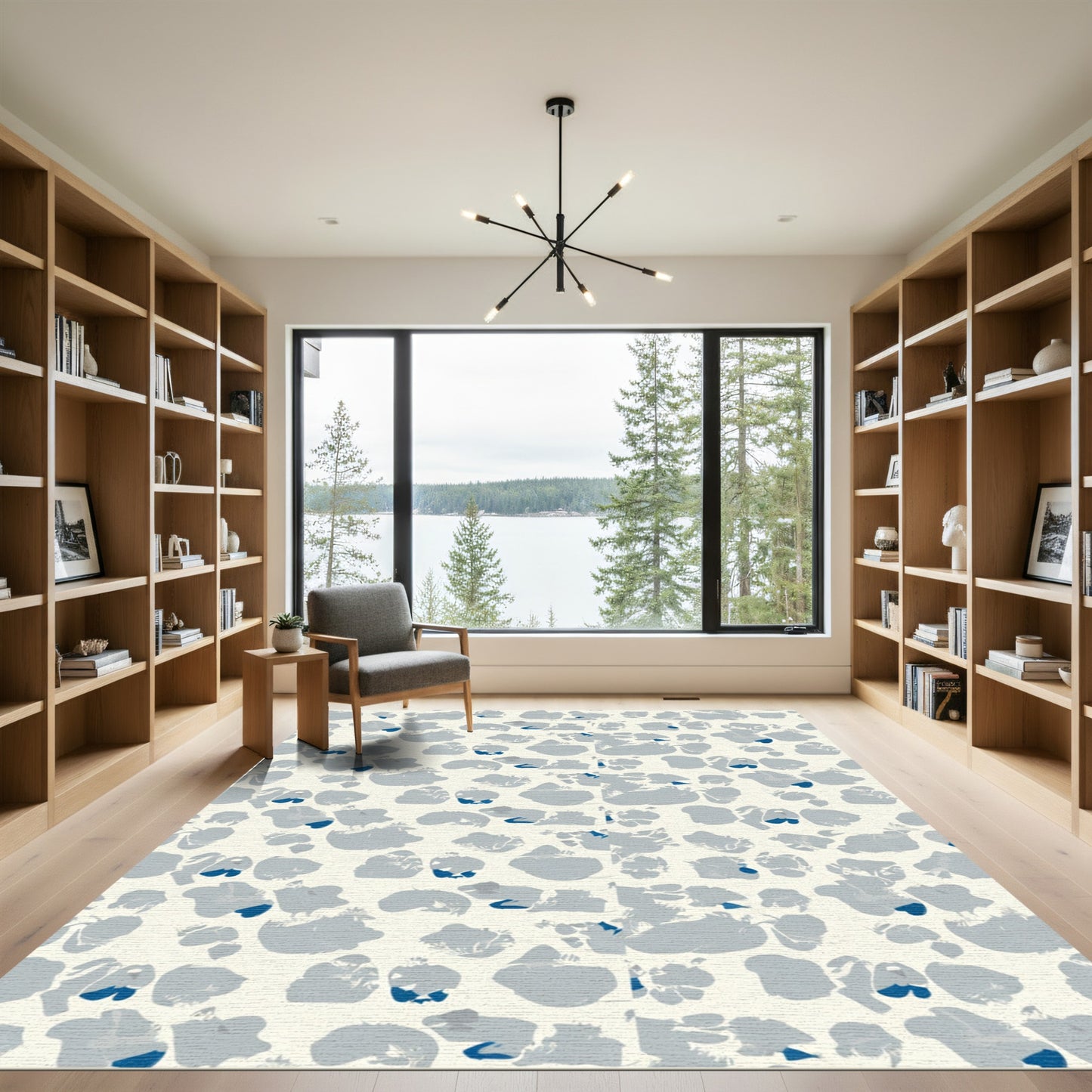 Abstract Blue Gray Splatter Rug