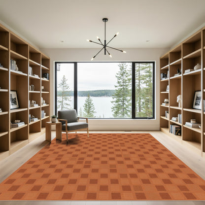 Terracotta Brick Grid Rug