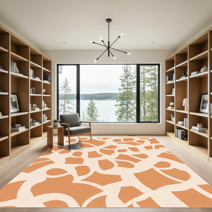 Terra Cotta Abstract Swirl Organic Rug
