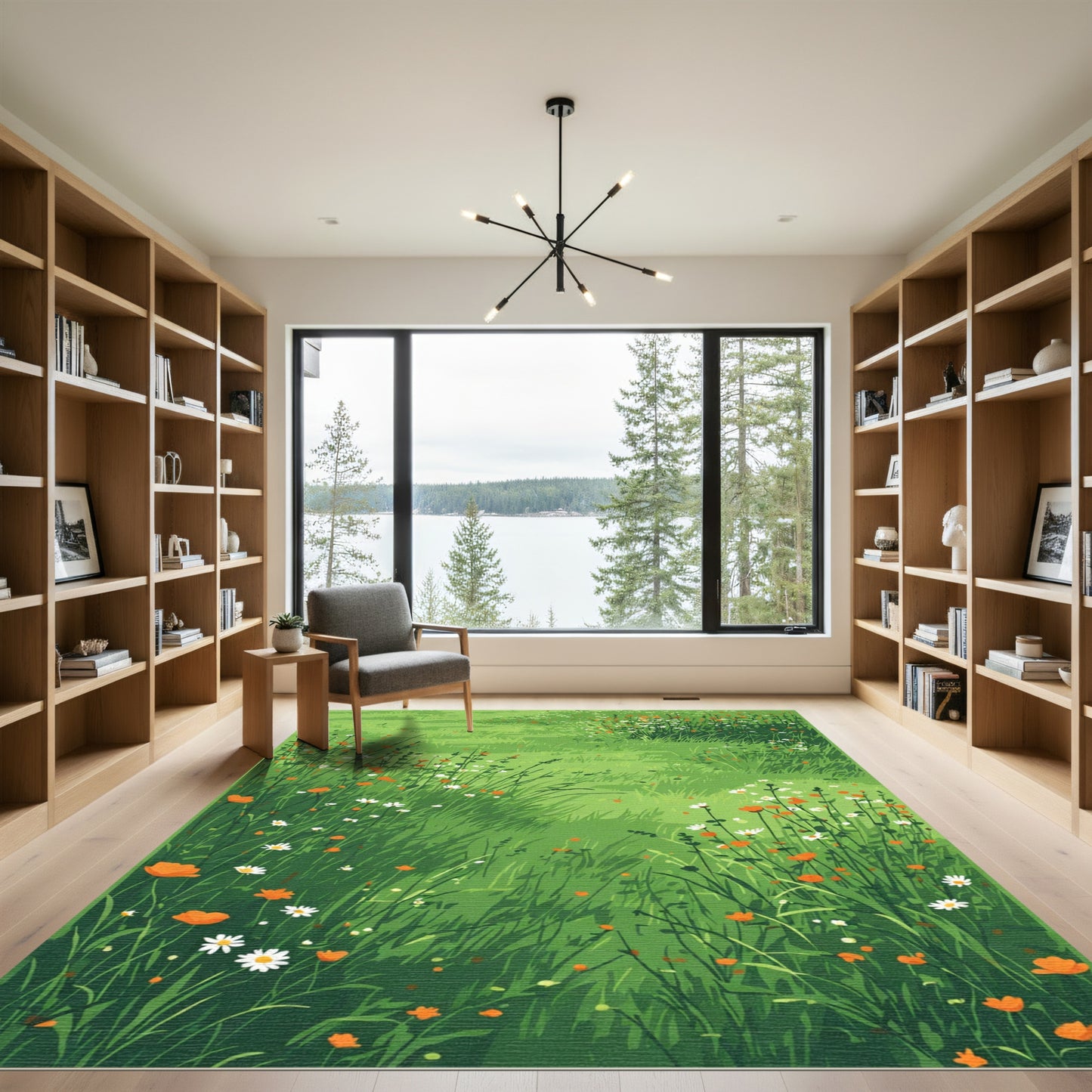 Field Of Orange White Wildflowers Rug