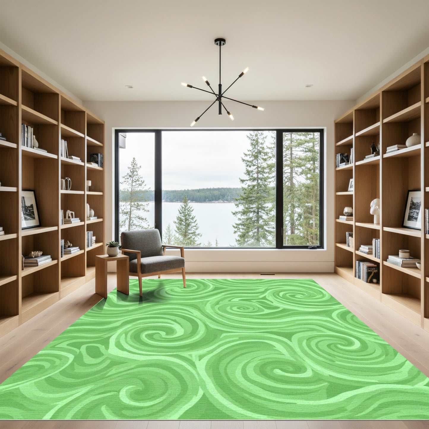 Verdant Swirl Abstract Wavy Rug