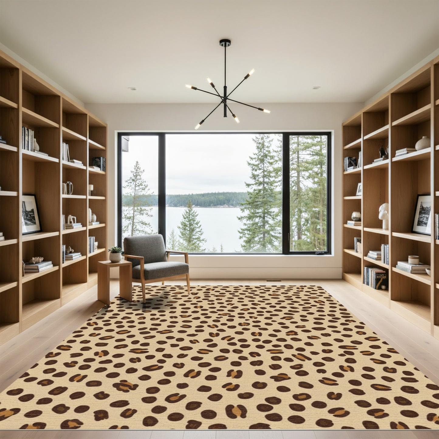 Leopard Spots Brown Tan Animal Print Rug