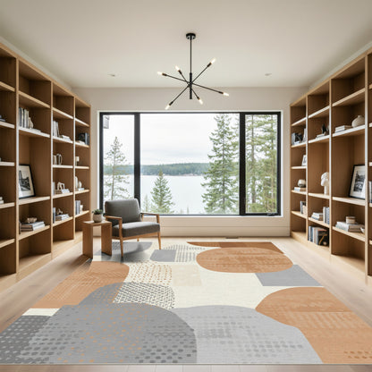 Terra Cotta Gray Abstract Shapes Rug