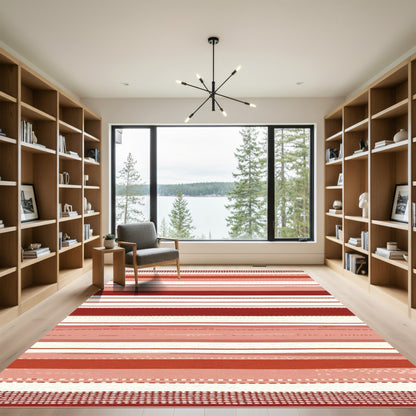 Terracotta Pink Striped Abstract Rug