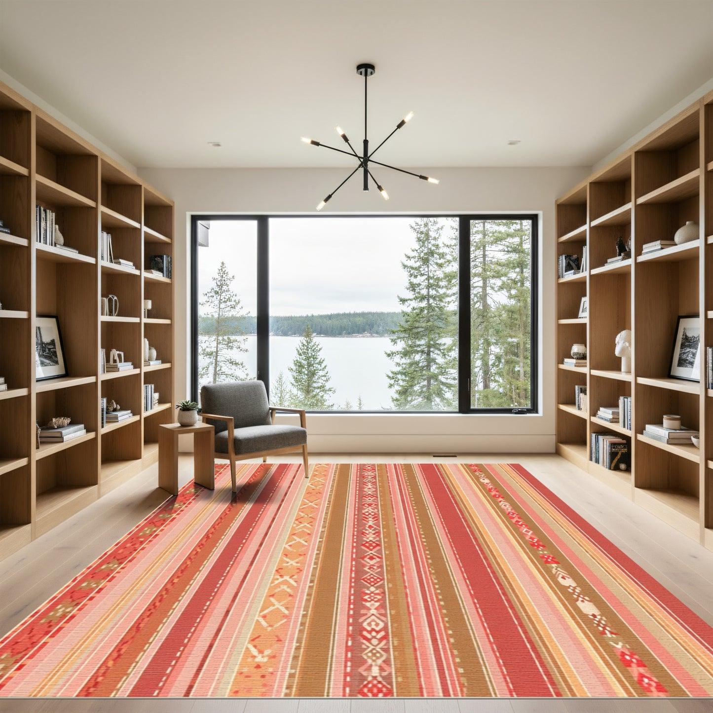 Earthy Red Ethnic Stripe Collection Rug