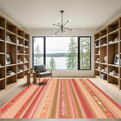 Earthy Red Ethnic Stripe Collection Rug