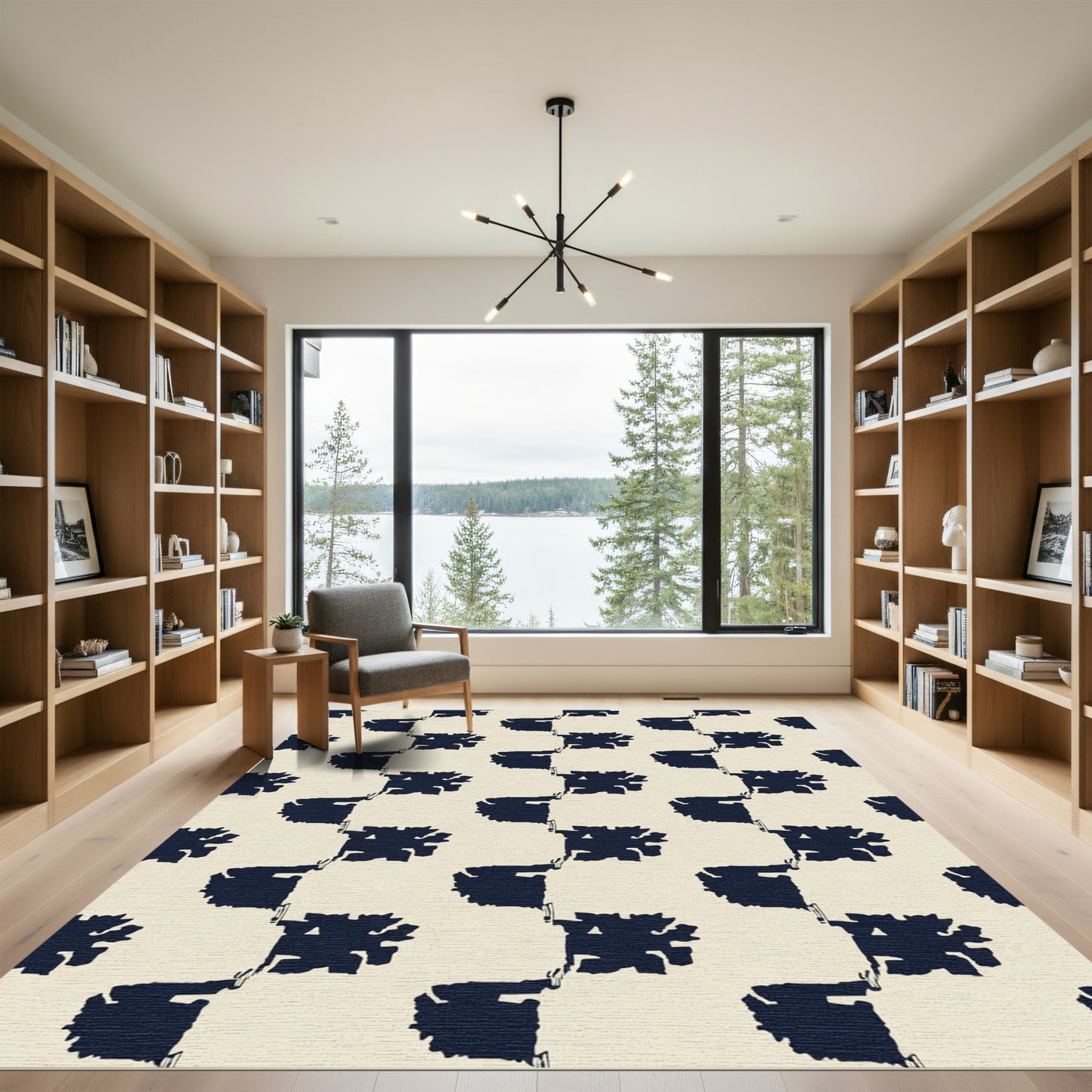 Navy Organic Offset Squares Rug
