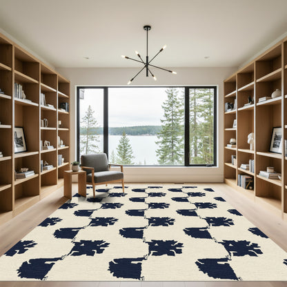 Navy Organic Offset Squares Rug