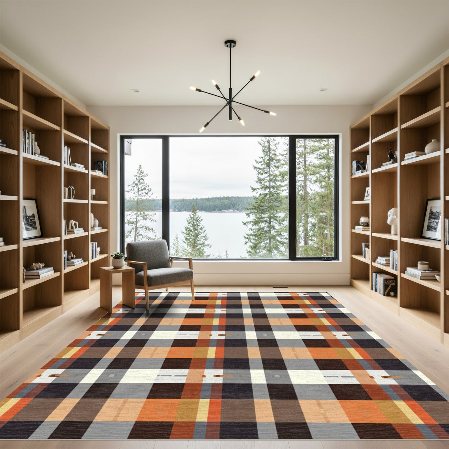 Earthy Tones Plaid Checkerboard Rug