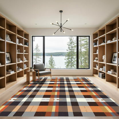 Earthy Tones Plaid Checkerboard Rug