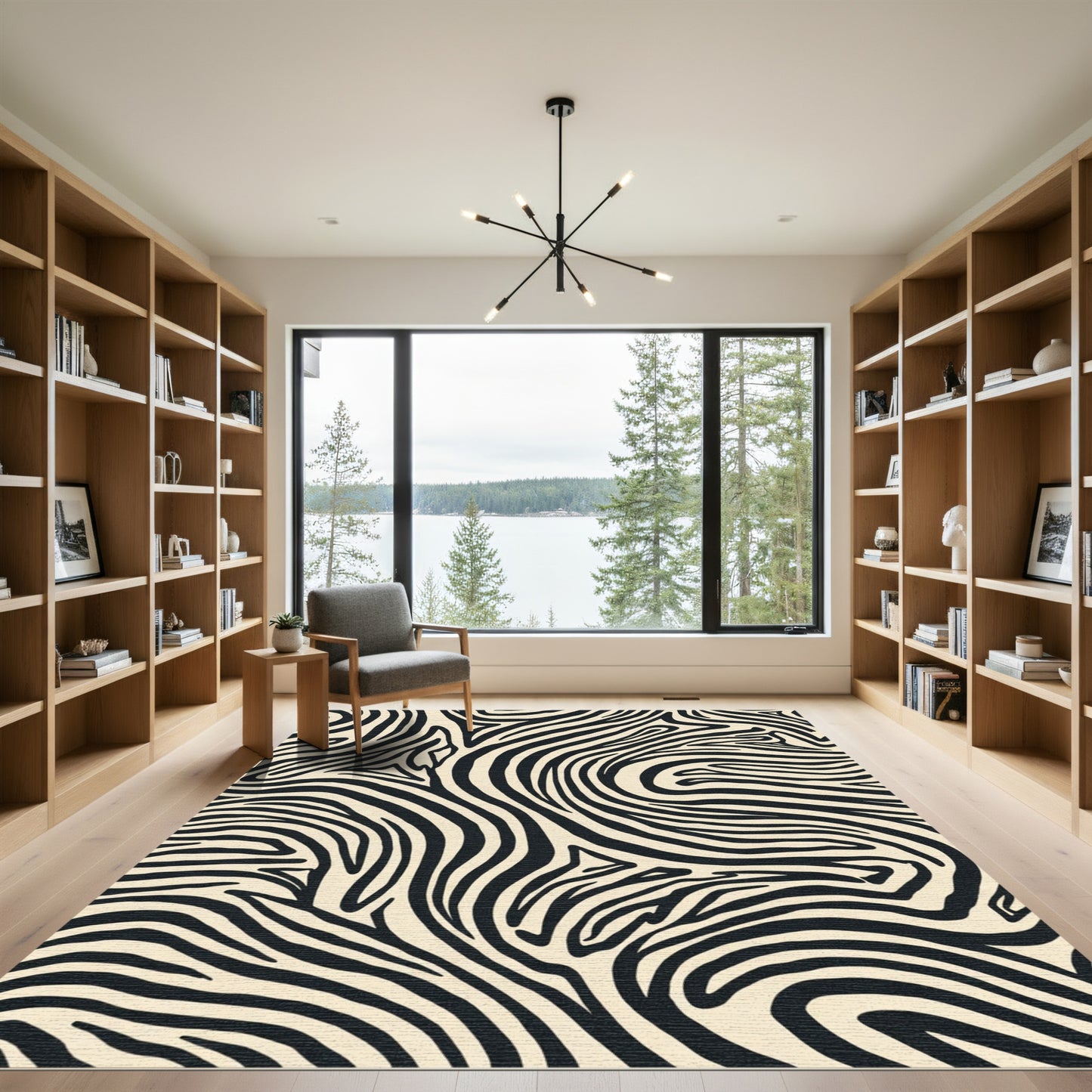Black Cream Zebra Stripe Rug