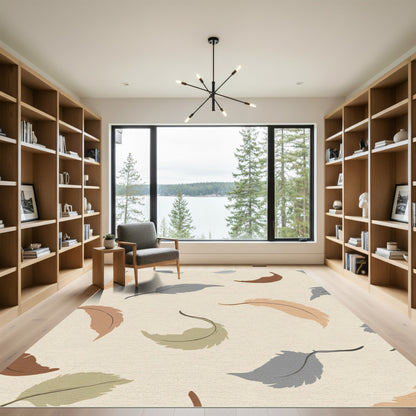 Earthy Tones Falling Feather Pattern Rug