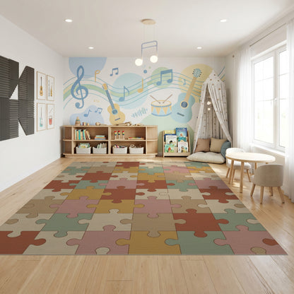 Warm Earthy Puzzle Mosaic Rug
