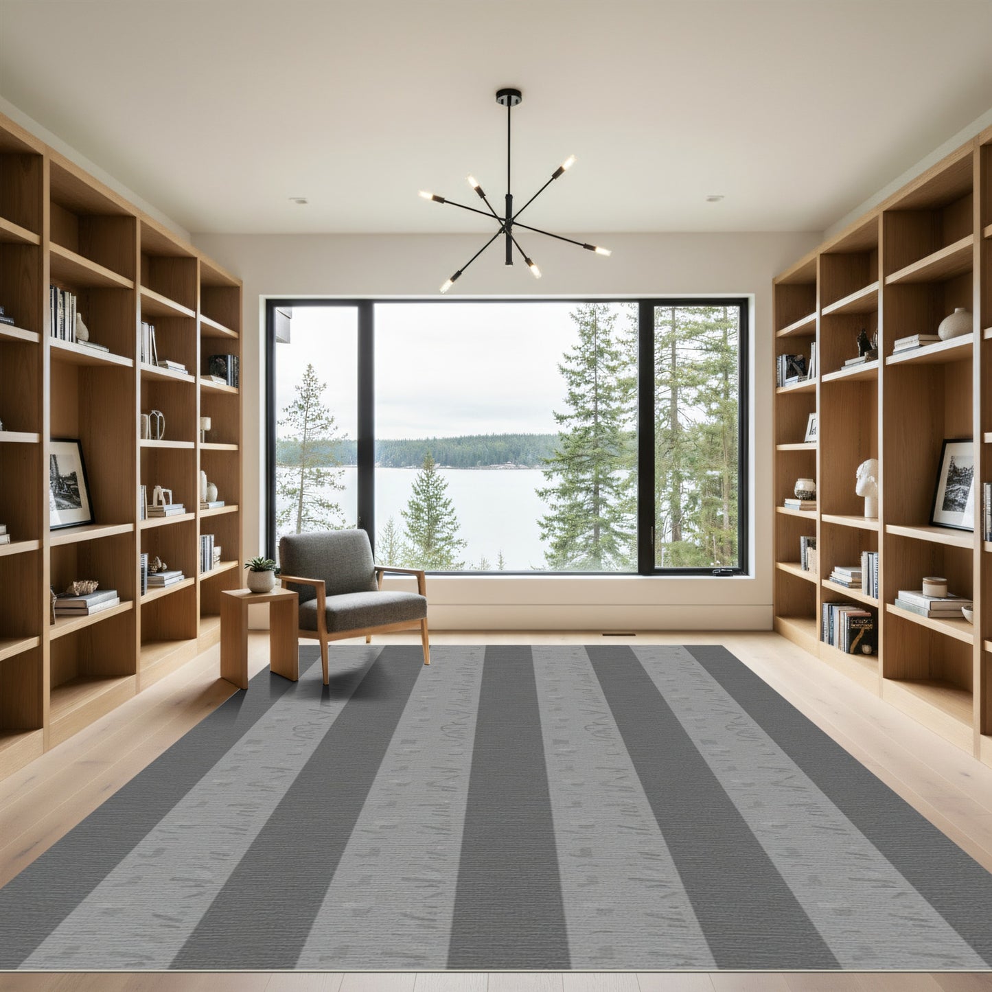 Gray Stripe Calligraphy Rug