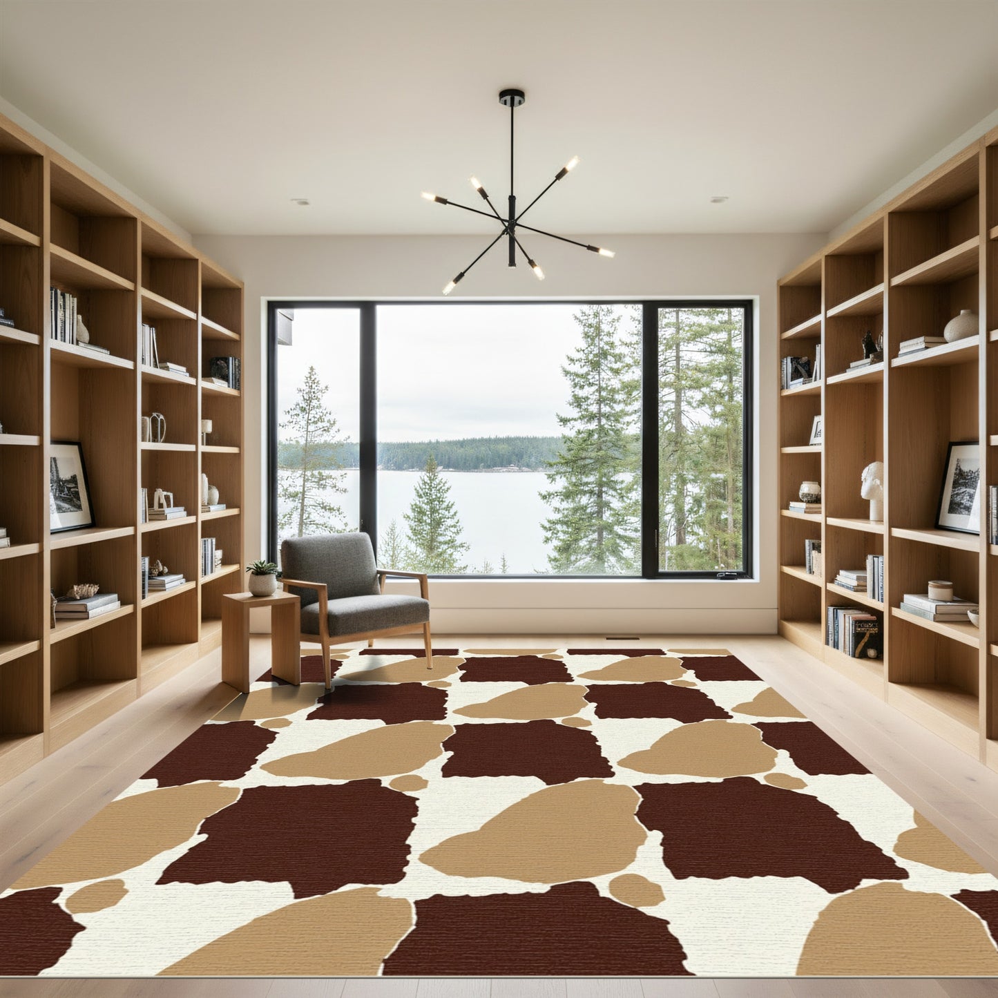 Terracotta Earthy Brown Abstract Blocks Rug