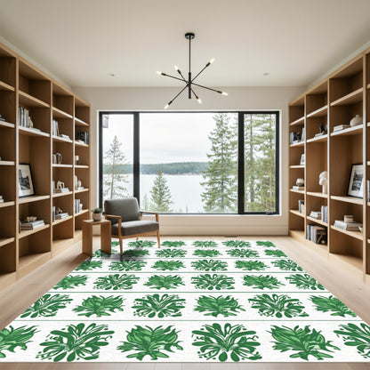 Verdant Green Botanical Blooms Rug