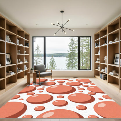 Coral Geometric Bubble Polka Dot Rug