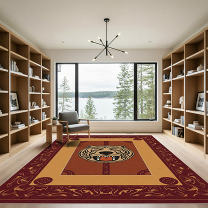 Crimson Tiger Face Medallion Aura Rug
